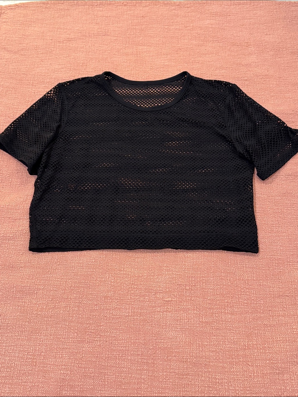 lululemon athletica Black Mesh Short Sleeve Crop Tee